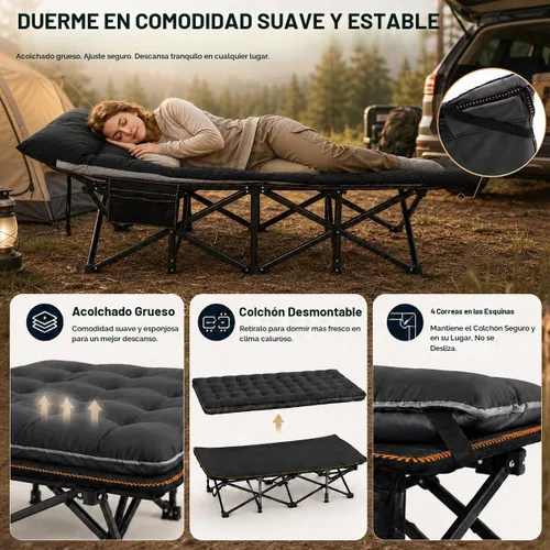 Vista 5 de ABORON - Catre de campamento XXL de 32 pulgadas para adultos, catre de dormir extra ancho de gran