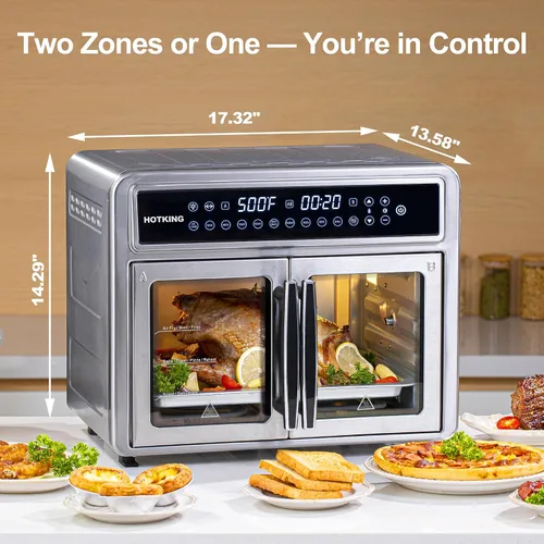 Vista 2 de HotKing Combo de horno tostador de freidora de aire de doble zona, horno