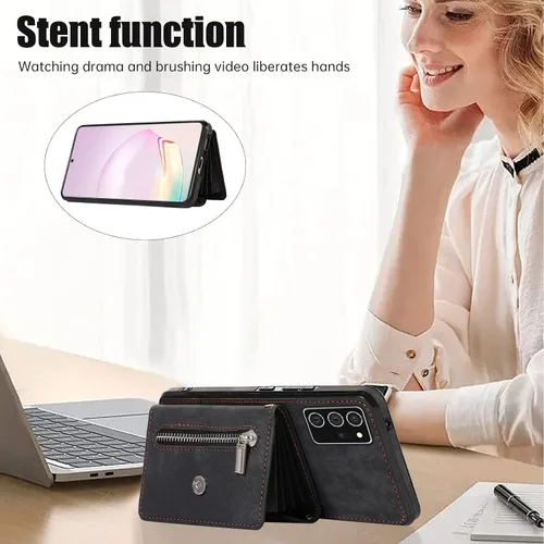 Vista 3 de Funda para teléfono Samsung Galaxy Note 20 Ultra 5G con protector de pantalla, correa cruzada para muñeca, cordón para tarjetas de crédito Note20