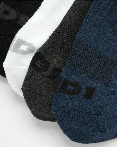 Vista 4 de AND1 Calcetines de corte bajo para hombre, paquete de 12 calcetines de compresión atléticos elásticos de rendimiento para hombres, calcetines Azul