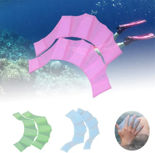 Vista 3 de DDN FO - 3 pares de aletas de natación unisex tipo rana, fajas de silicona, aletas de mano, aletas de palma, guantes de palma, remo para deportes