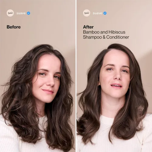 Vista 4 de Suave Acondicionador voluminizador de bambú e hibisco, para cabello fino y plano, sistema probado en salón para aumentar el volumen y el cuerpo