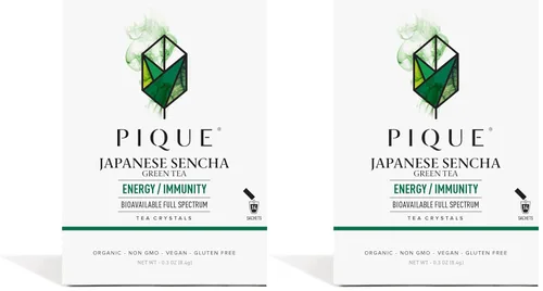 Vista 7 de Pique Cristales de té Sencha orgánico – Apoya la inmunidad y la energía – 14 palitos individuales (paquete de 1)