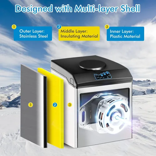 Vista 5 de PETSITE Dispensador de agua 2 en 1 para máquina de hielo, máquina electrónica portátil con dispensador de enfriador de agua, 48 libras/día, cubo