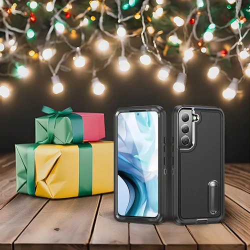Vista 2 de IDweel Funda para Galaxy S22, para Galaxy S22 con soporte, protección resistente a prueba de golpes, antiarañazos, funda dura de estudio para Galaxy