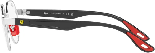 Vista 4 de Ray-Ban RX6492M Scuderia Ferrari Collection - Marcos redondos para lentes graduados, color plateado y lente demo, 2.008in, plateadodemo, lente