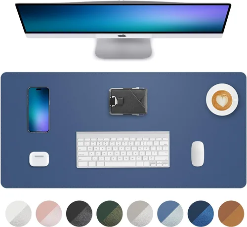Vista 13 de Tapete protector para escritorio y mouse, antideslizante, de piel sintética, tapete impermeable de escritura para laptop, para oficina y hogar