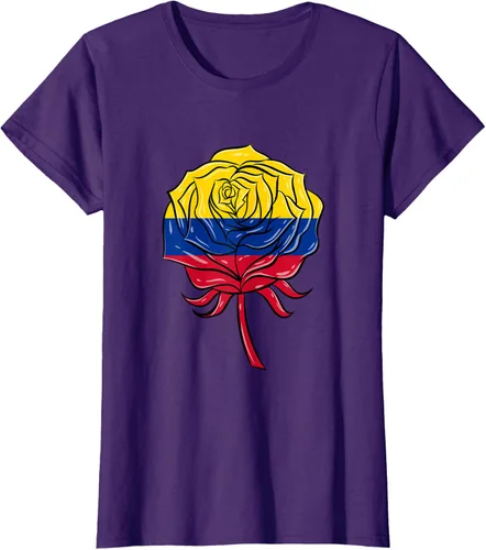Vista 6 de Camiseta colombiana para mujer con diseño de rosa, Negro