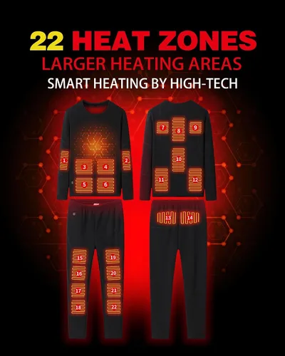 Vista 2 de Conjunto de ropa interior térmica eléctrica para mujer, 22 zonas de calefacción, calefacción eléctrica con USB, equipo de caza de invierno