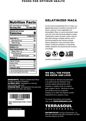 Vista 2 de Polvo de maca orgánico gelatinizado Terrasoul Superfoods