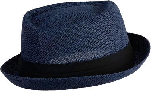 Vista 3 de Fedora de pastel de cerdo sólido de gran tamaño Azul marino