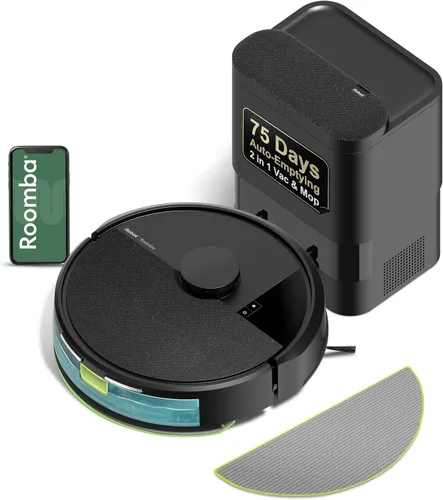 Vista 11 de iRobot Roomba 105X Robot Aspirador y Trapeador Combo, Base de Vacío Automático, Autovaciado hasta 75 días, Succión de Elevación de Potencia 70×