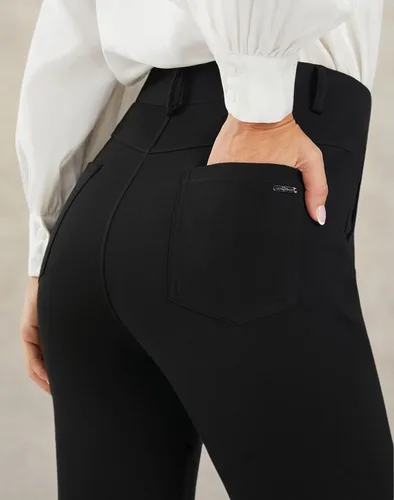 Vista 8 de AFITNE Pantalones de yoga de pierna recta con bolsillos para mujer Negro