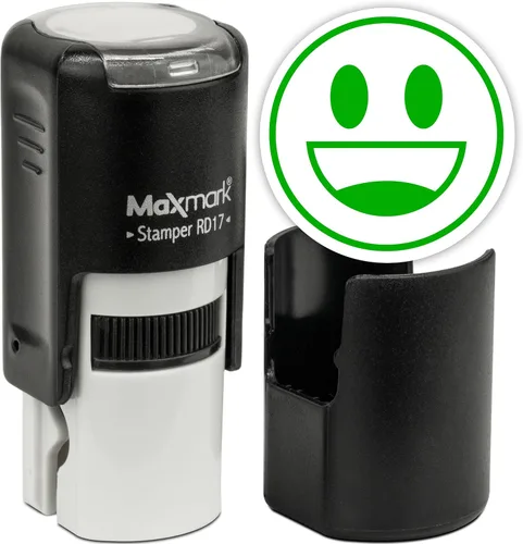 Vista 79 de MaxMark Sello de Emoji Autoentintado Redondo - Enojada - Tinta Negra
