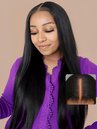 Vista 26 de UNICE Yaki - Pelucas de cabello humano lacio con encaje frontal 13x4, con cordón, Pre-Todo, sin pegamento, peluca de cabello humano frontal