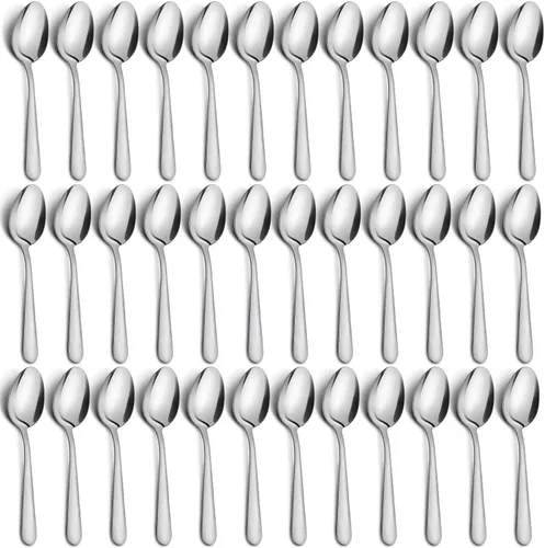 Vista 8 de Juego de 24 cucharas de cena – Cucharas de acero inoxidable de 6.7 pulgadas, cucharas de postre duraderas, cuchara de mesa para el hogar, cocina