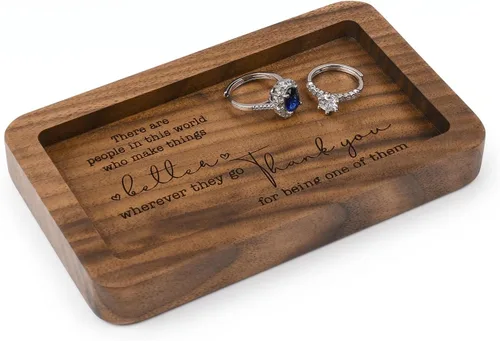Vista 10 de Bandeja de madera de nogal para anillos, organizador de escritorio Marrón