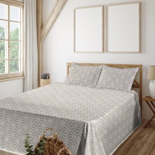 Vista 7 de Ambesonne Floral Sheet Set, Nature Themed Oversimplified Blossom Shaped Pattern Print Artwork, Fitted and Flat Sheet with Pillowcases Bedding Accent