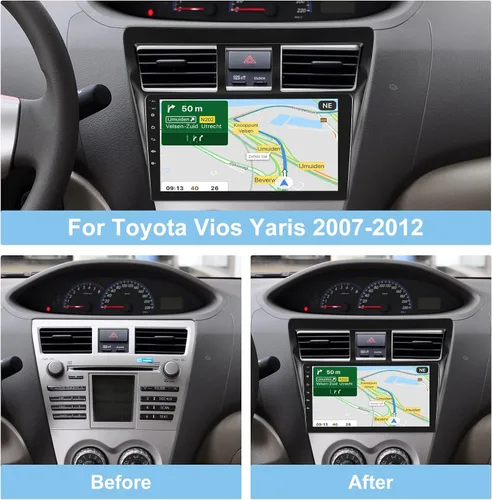 Vista 2 de [2G+32G] Radio de coche para Toyota Vios Yaris 2007-2012, 9 pulgadas Android 11 pantalla táctil estéreo, Carplay/Android Auto/Mirror
