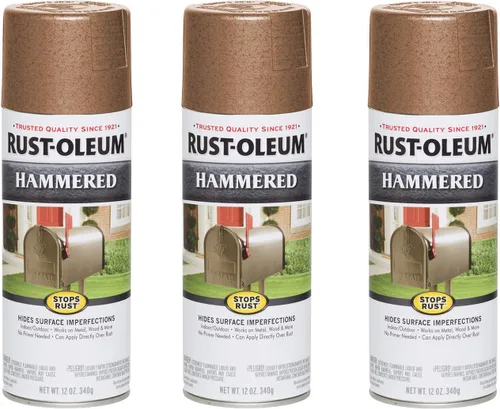 Vista 29 de Rust-Oleum 7215830 – Pintura en aerosol con efecto martillado para prevención del óxido, 12 oz (340 g), color negro