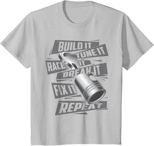 Vista 33 de Build It Tune It Race It Break It - Camiseta para entusiastas de los coches de carreras, talla S Negro