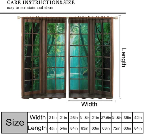 Vista 76 de Cortinas de paisaje, ventana 3D, primavera, bosque, vida silvestre, paisajes de naturaleza, dormitorio, sala de estar, cortinas térmicas opacas de 2