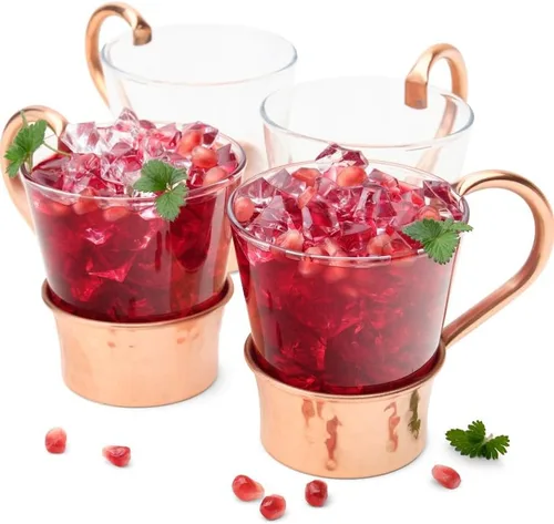 Vista 3 de Advanced Mixology Tazas de mula turca Juego de 4 Base de cobre 100% puro y vidrio Grado alimenticio Acabado martillado