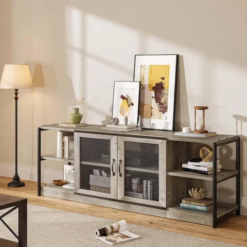 Vista 10 de [Usado] IDEALHOUSE Soporte de TV Farmhouse para televisores de 75/80 pulgadas, centro de entretenimiento con gabinete de almacenamiento, mesa