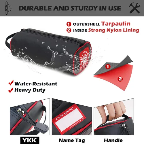 Vista 3 de Rough Enough - Bolsa de herramientas pequeña, organizador de piezas pequeñas con cremallera, asa portátil para equipo de motocicleta, electricista