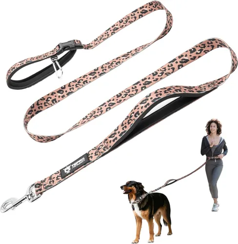 Vista 8 de TSPRO Correa táctica para perro, manos libres, resistente, ajustable, con mango acolchado y cierre de seguridad de metal para caminar, correr Azul