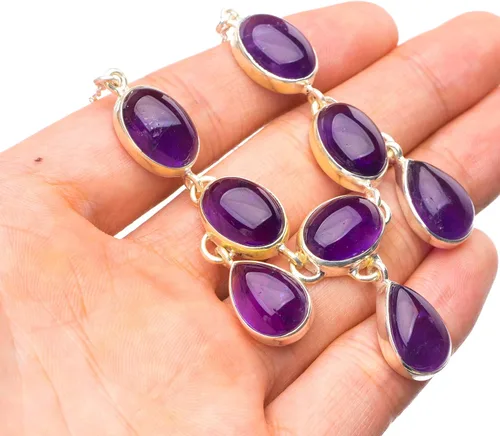 Vista 3 de stargems (TM) Amatista Natural hecho a mano único 925de plata de ley Gemstone Collar de 19