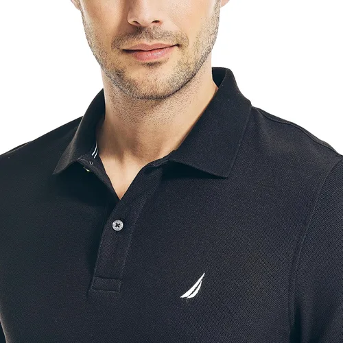 Vista 3 de Nautica playera polo clásica de mangas cortas, color sólido, para hombre