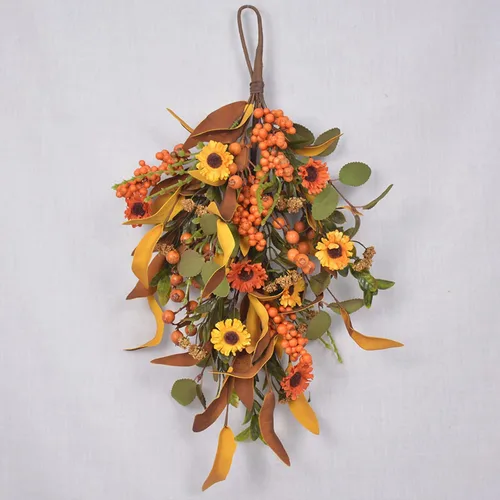 Vista 3 de Botín de cosecha de otoño de 20 pulgadas, botín artificial de arce de otoño, día de Acción de Gracias, Halloween, lágrima decorativa, decoración