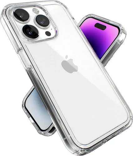 Vista 31 de Speck Funda transparente para iPhone 14 y iPhone 13 - Protección contra caídas, resistente a arañazos y anti-amarillamiento, funda de doble capa