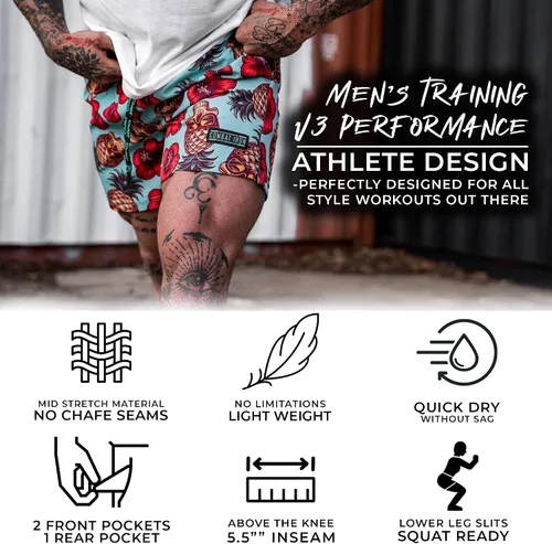 Vista 2 de Mens Performance Training Shorts 5.5 Inseam - Moisture Wicking 4-Way Stretch Fabric