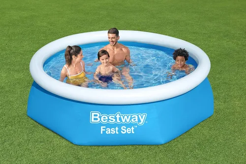 Vista 3 de Bestway Kit de piscina inflable redonda de juego rápido (8 x 24 pulgadas) Incluye bomba de filtro de 330 galones