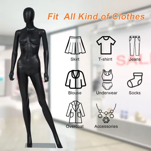 Vista 6 de Kinsuite 2 piezas de maniquí de cuerpo completo para mujer, soporte extraíble ajustable, forma de maniquí femenino, exhibición realista con base