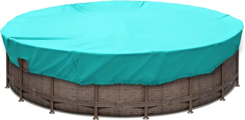 Vista 12 de SunnyRoyal Cubierta de piscina para piscinas sobre el suelo, cubierta redonda de invierno de 10 pies para piscinas de 6 pies, cubierta de seguridad
