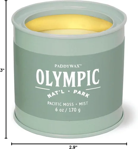 Vista 6 de Paddywax National Parks - Vela perfumada de cera de soja artesanal fabricada en los Estados Unidos, lata de 6 onzas, Olympics