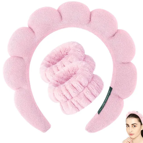 Vista 12 de Diademas de cuidado de la piel para el lavado facial, diademas de spa para lavar la cara, suaves diademas de cuidado de la piel y maquillaje