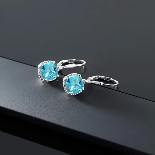 Vista 102 de Gem Stone King Aretes colgantes de plata de ley 925 de 0.315 pulgadas para mujer