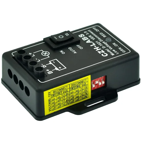 Vista 3 de Módulo de desconexión de bajo voltaje LVD. Bloque de terminales de montaje en panel ABS negro de 12 V/30 amperios