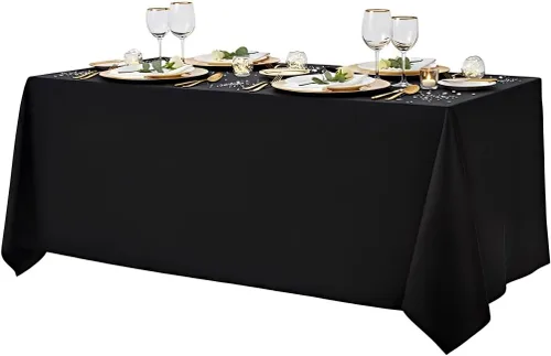 Vista 20 de Surmente Mantel rectangular de poliéster de 60 x 102 pulgadas para bodas, banquetes o restaurantes (negro, paquete de 2)
