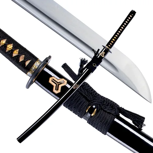 Vista 17 de Espada Katana Japonesa Samurai Hecha a Mano con Saya de Madera de Rayskin Dura, Puede Cortar Bambú