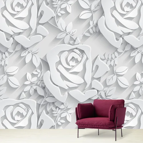 Vista 27 de NWT Calcomanía removible de pared/mural blanco pastel azul margarita, naturaleza, desierto, arte digital, arte moderno, decorativo, floral