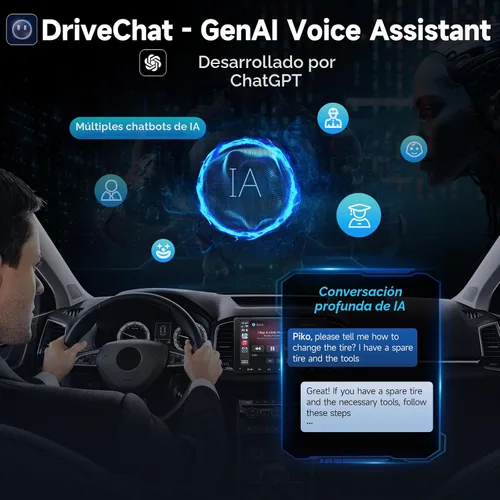 Vista 6 de Estéreo Android de doble DIN de 9 pulgadas con cámara de control de 1080P y cámara de respaldo, inalámbrico CarPlay Android Auto, conexión WiFi/USB
