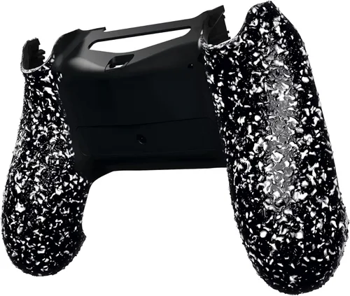Vista 4 de eXtremeRate Carcasa trasera personalizada con textura blanca, cómoda, antideslizante, cubierta 3D, carcasa inferior de repuesto compatible con PS4