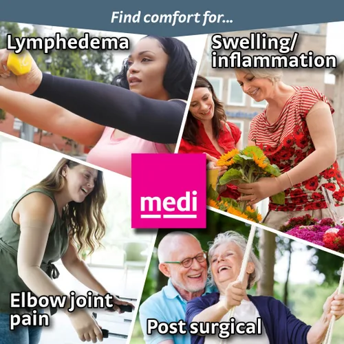 Vista 2 de mediven Harmony Seamless Lymphedema 20-30 mmHg Guantelete de compresión para hombres y mujeres VI Negro