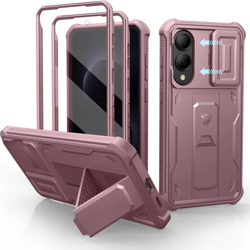 Vista 64 de Dexnor Funda para Samsung Galaxy S24 con Cubierta Deslizante Integrada para Cámara y Protector de Pantalla y Soporte, Funda Resistente a los Golpes