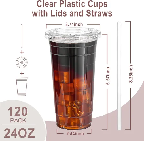 Vista 3 de Paquete de 120 vasos de plástico transparente de 24 onzas